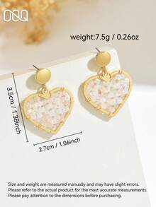 1 paire de boucles d'oreilles élégantes et minimalistes en forme de cœur avec perles, cadeau de mode élégant et doux, sexy, convient pour le jour de la Saint-Valentin et les sorties des femmes (couleur, quantité et position des perles de rocaille faites à la main sont aléatoires) - Blanc - Voir 2