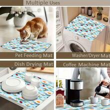 Luckybutterfly 1 pieza Alfombrilla multiusos absorbente con diseño de conejo y oso de fresa, Almohadilla protectora de mesa de poliéster para cocina, mesa de comedor, secado de platos, lavadora, lavabo del baño, accesorios de cocina, suministros para fiestas - Conejo y oso de fresa - Ver 7