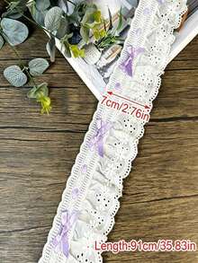 1pc Colorful Ribbon With Bow Lace Trim, Suitable For DIY Clothing, Gift Box Packaging, Embroidery, Weaving, Sewing Edging, Decorative Lace Accessories, Sewing Supplies - Multiple Styles - View 9