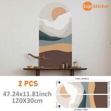 SUPSTICKER 2pcs Modern Abstract Mountain Sunset Arch Wall Decal, PVC Self-Adhesive Waterproof Oil-Proof Sticker, 11.81x47.24 Inches, Suitable For Living Room Bedroom - 2PC - View 13
