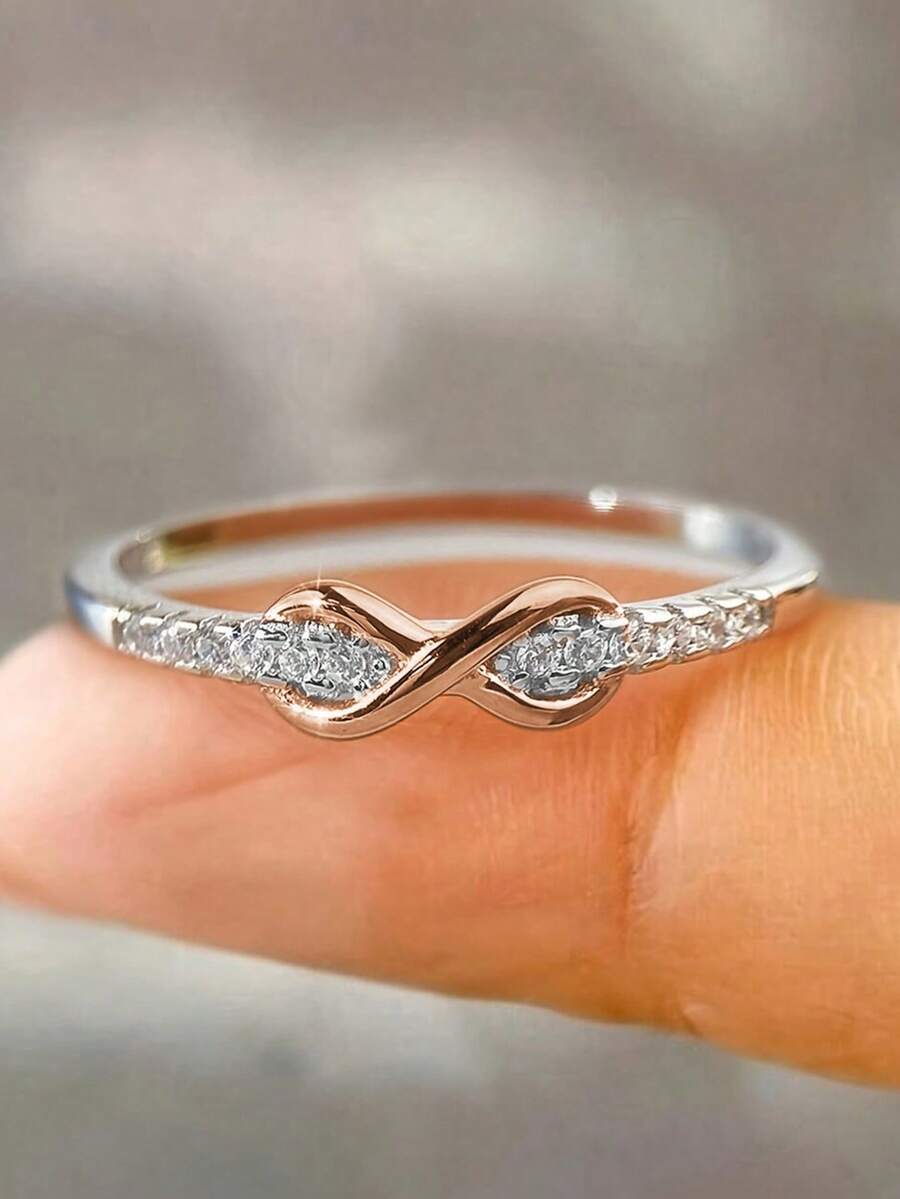 1 Stück S925 Sterling Silber 8-förmiger verdrehter Ring, modernes kreatives minimalistisches Design, elegantes Nischenstück, geeignet für den täglichen lässig-Stil von Frauen, Partys, Urlaub, jedes Feiertagsgeschenk