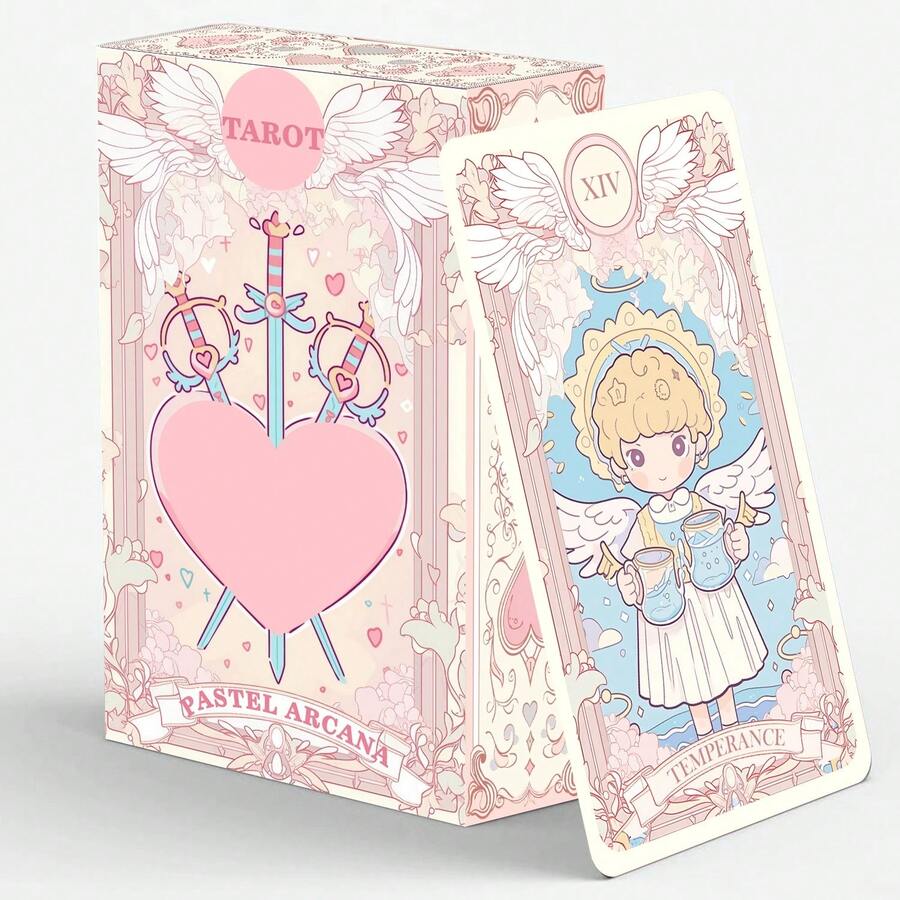 78pcs Tarot Card Set With Guidebook, Cute Pink Card Deck Combination, Holiday Gift, Fortune Telling Toy - Baby Pink - View 1