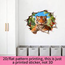 3D Visual Tiger Wall Sticker, Wall Decal For Bedroom, Living Room And Game Room, Realistic Tiger Wall Sticker Design, Natural Art Decoration Wall Sticker, Stylish Broken Wall Tiger Wall Decor For Multi-Room Home Decor, Creative 3D Effect, Applicable Scenarios: Cafe, Bar, Company, Dormitory, Office Wall Decoration, Decorative 3D Visual Tiger Wall Sticker, Home Wall Art Sticker, Natural Forest Landscape Pattern, Vivid Design - Creative Tiger Stickers - View 6