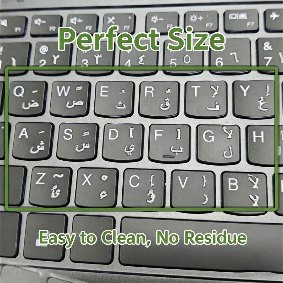 1PC Arabic Keyboard Transfer Stickers, Removable No Residue Letter Decals, Clear Print Easy Apply, Universal For Laptop Desktop Mechanical Keyboard, Multi-Color Office Computer Accessories - View 1