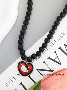 SANRIO Dây chuyền mặt hình trái tim đào dễ thương và độc đáo KT hình mèo, thiết kế mùa hè giản dị sáng tạo. - Nhiều màu - Xem 3