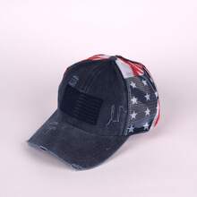 1 pieza Gorra de béisbol con estampado de bandera estadounidense para mujer, gorra de camionero con malla para fanáticos del equipo de la Copa Mundial de EE. UU., gorra deportiva ajustable con efecto desgastado, adecuada para hombres, playa, viaje - A - Ver 7
