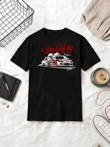 Keep Drifting JDM Drift Car RS-R Streetwear Cotton Summer Short Sleeve T-Shirt - Black - View 6