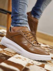 Men's Casual Basic Sneakers, Dress Shoes, 3 Colors - 駝色 - 查看 5