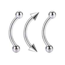 3 món trang sức xỏ khuyên bằng thép không gỉ 16G, khuyên rốn cong mini màu vàng, khuyên lưỡi hình mắt rắn màu bạc, khuyên sụn tai. - Bộ khuyên lông mày - Xem 16