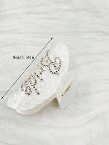 1pc Bridal Claw Hair Clip, White Acrylic Hair Accessory With Rhinestone Bride Symbol |   Bridal Shower Or Wedding Party Decor, Bridesmaid Gift, Bachelorette Party, Wedding, Single Party - 米色 - 查看 3