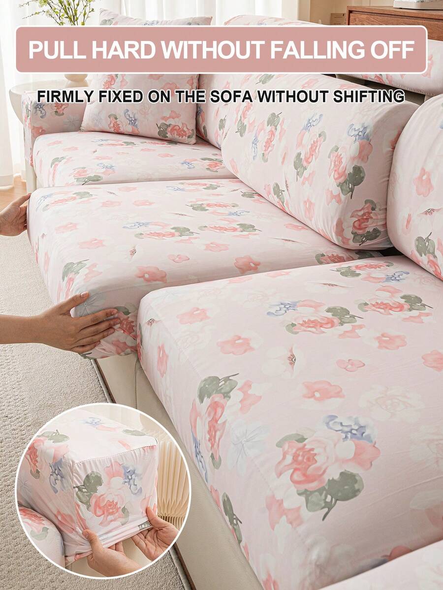 1pc Ice Silk Sofa Cover, Universal Anti-Slip Sofa Slipcover, Elastic Cooling Sofa Protector - Sweet Puff - View 1