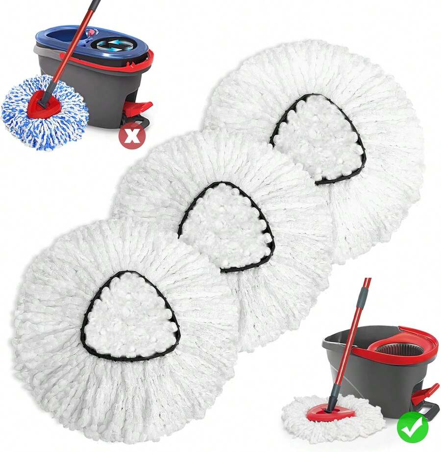 Dolanx Mop Replace Head 3 Pack For O-Cedar EasyWring 1 Tank System, Microfiber Spin Mop Heads Replacement Refills For Deep Cleaning Home Bathroom Kitchen Tile Floor - ColorA - View 1