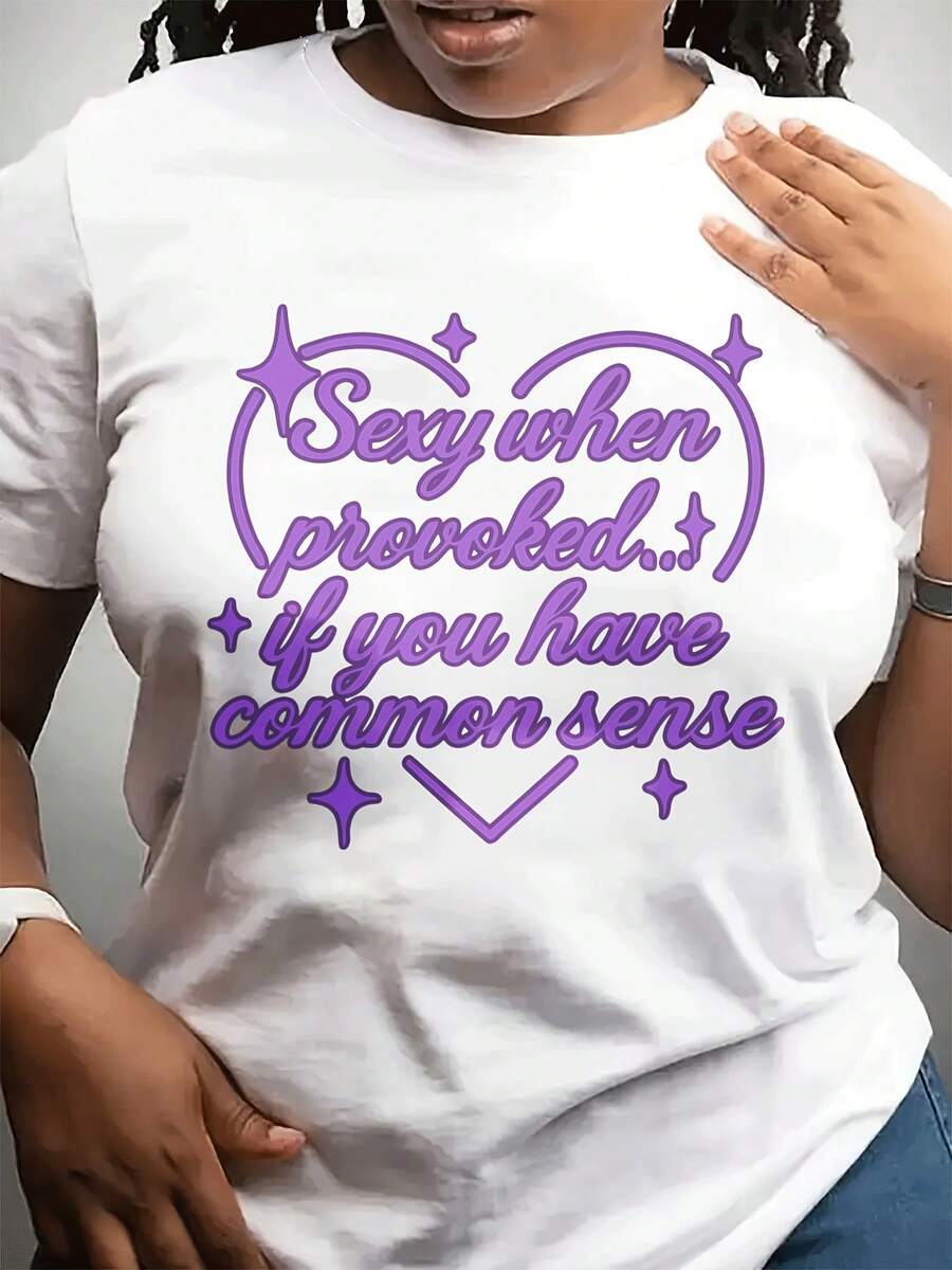 Women's Fashionable Casual Crew Neck T-Shirt For Valentine's Day | Short Sleeve, Lightweight Stretch Fabric, Geometric Pattern, Gift For Day, Friends, And Family - 白色 - 查看 1