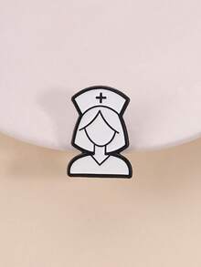 Insignia de solapa esmaltada de enfermera profesional simple, insignia conmemorativa del personal médico, pin de solapa elegante para enfermeras, regalo perfecto para trabajadores de la salud - Blanco - Ver 2