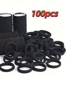 Bộ 200/100/50 chiếc dây buộc tóc nữ cơ bản, độ co giãn cao, màu đen, phù hợp cho tóc đuôi ngựa, nhiều kiểu tóc, phong cách thường ngày, phụ kiện tóc nữ, dây buộc tóc, phù hợp cho phụ nữ và bé gái, giữ chặt tóc dài, cũng phù hợp cho thanh thiếu niên | Dòng dây buộc tóc thời trang | Dây buộc tóc bền, du lịch, sinh nhật - màu đen - Xem 9