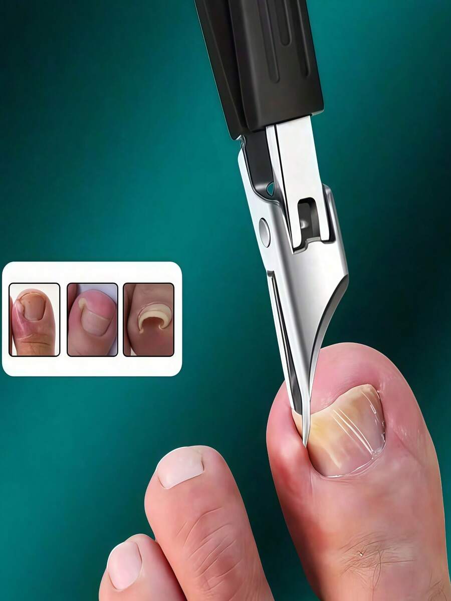 1pc Heavy Duty Stainless Steel Nail Clipper, Precision Trimmer With Safety Soft Grip Handle, 25 Degree Angled Sharp Blade, Anti-Splash Design, Suitable For Home, Nail Salon, Pedicure - Essential Nail & Foot Care Tool, Ergonomic Handle, Durable