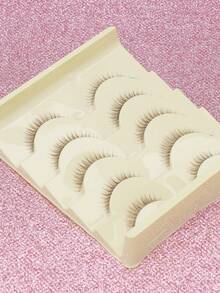 AYRMILLA Short Brown False Eyelashes 5 Pairs, Natural Fluffy, Thin & Smooth, Suitable For Daily Work Meetings, Natural Style False Eyelashes, Comfortable To Wear, Thick & Dense, Includes Eyelash Curler And Eyelash Brush - Brown - View 6