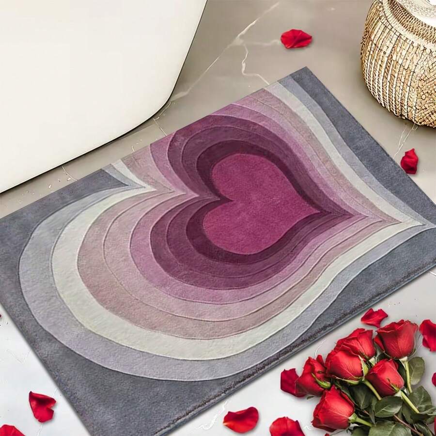 Thảm tắm cao cấp in hình trái tim màu hồng, siêu mềm mại, chất liệu microfiber, chống trượt, thảm cửa, thảm thấm hút tốt, có thể giặt máy, sợi ngắn, lớp lót TPR, vải dệt kim, thích hợp cho phòng tắm, phòng ngủ, nhà bếp, lối vào, sử dụng trong nhà và ngoài trời, phụ kiện và trang trí phòng tắm, quà tặng tân gia hoàn hảo. - Nhiều màu - Xem 1