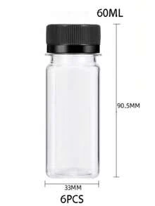 6 chai thủy tinh nhỏ 2oz có nắp đen - Lọ nhỏ trong suốt thích hợp mang đi du lịch, đựng nước gừng, đồ uống tốt cho sức khỏe, nước ép, mẫu thử. - Xem 10