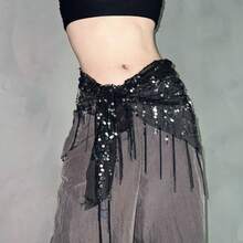 Women's Dance Waist Chain Hip Scarf, Jazz Dance Belly Dance Performance Waist Scarf, Sequin Tassel Triangle Scarf Waist Chain Waist Skirt, Waist Decorative Belt, Suitable For Jazz Dance And Belly Dance Performances, Sequin Tassel Triangle Decorative Belt, Summer, Autumn, Halloween - Multicolor - View 6