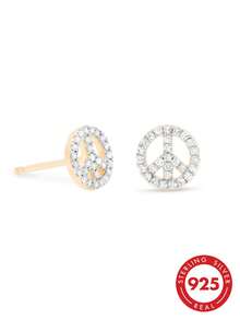 Khuyên tai bạc 925 cao cấp tối giản, đính đá Zirconia tròn, thiết kế rỗng, sang trọng dành cho nữ. - Bông tai tròn - Xem 1