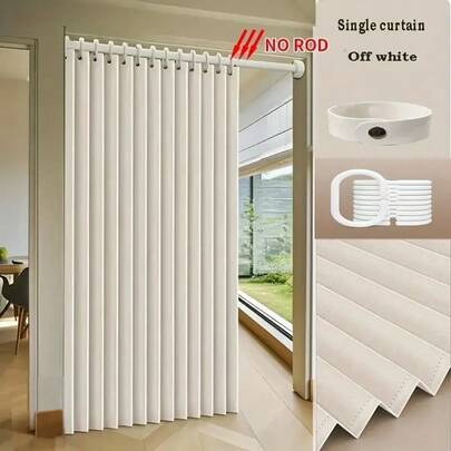1 pieza Cortina de puerta acordeón minimalista - Partición plegable a prueba de viento con ganchos y correas de almacenamiento, decoración de poliéster moderna para sala de estar, dormitorio, cocina - Múltiples colores y tamaños, diseño de fácil cuidado, elegantes cortinas para sala de estar, divisor de dormitorio