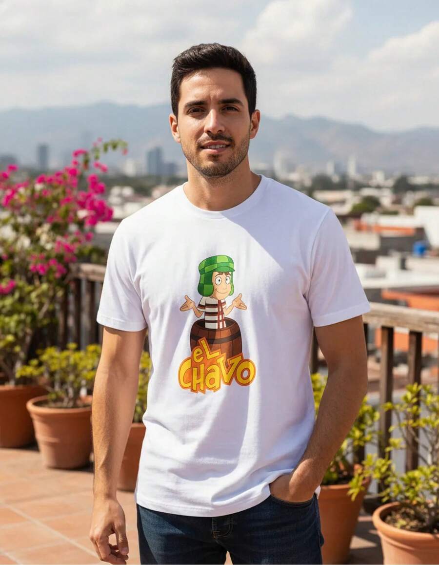 Tshirt Muscle Freaks El Chavo Estilo Caricatura Personaje - Blanco - Ver 1