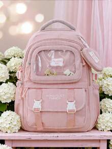 1 PC Pink Mother-And-Child Backpack Portable Travel Bag,Large Capacity Fashionable And Casual Large Capacity Portable Zipper School Bags - Pink - View 10