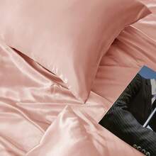 Light Blue Satin Pillowcase Standard Set Of 2 With Envelope Closure,Light Blue Silk Pillowcase For Hair And Skin (20x26) - Rose Gold - View 4