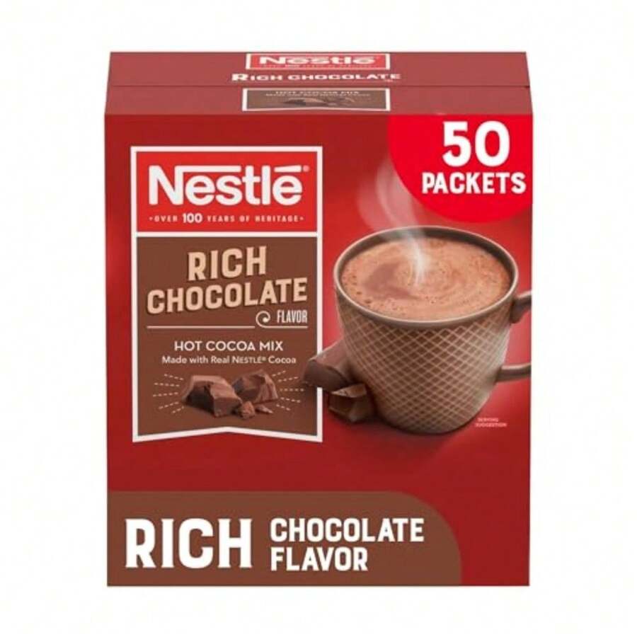 Nestle' Nestle Hot Chocolate Packets, Hot Cocoa Mix, Rich Chocolate Flavor, Made With Real Cocoa, Bulk Pack, 0.71 Oz Packet (50 Count) - Rich Chocolate - View 1