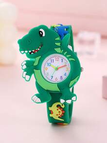 Cute Children's Watches, Koi Fish Design For Girls, Dinosaur Design For Boys, Skin-Friendly Kids Gift Watches - Green - View 6