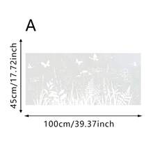 1pc White Butterfly & Floral Glass Sticker, Frosted Window Film, Removable Non-Adhesive Privacy Glass Decal, UV Protection, Suitable For Home Decor - Pearlescent Frosted Film - View 14