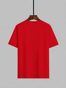 1pc Plus Size Men's Summer Casual Round Neck T-Shirt, Funny 3D Hand Print In Red, Comfortable Breathable Easy-Care, Suitable For Sports - Multicolor - View 2