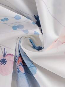 Plus Size Women V-Neck Embroidered Floral Batwing Sleeve Top Vacation White - White - View 5