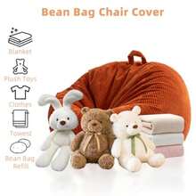 Puf de almacenamiento de animales de peluche sin relleno puf de pana para niños y niños pequeños para adolescentes y adultos organizador de almacenamiento de juguetes cómodo sofá para sala de - C y f - Ver 5
