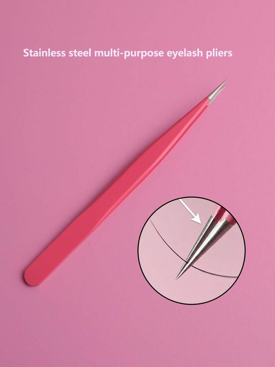 1pc Stainless Steel Precision Beauty Tweezers, Pointed Design For Eyelash Extension, Nail Decoration, Lash Artist & Nail Technician Tool - Multicolor - View 1