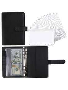 Dompet Amplop Uang Kulit A6 dengan Resleting, Pengatur Anggaran untuk Pengelolaan Uang Tunai - MultiWarna - View 17