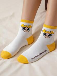 Warner Bros 1 Pair Women's Socks, Powerpuff Girls Series, Soft & Breathable, Moisture-Wicking, Cute Cartoon Bubble Design, Durable, Versatile For All Seasons, Suitable For School And Outdoor Wear, Summer And Winter - Multicolor - View 7