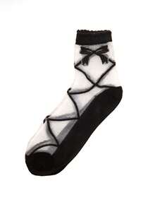 5 Pairs Women's Breathable Hollow Bowknot Short Socks, Comfortable For Spring And Summer, Suitable For Mother's Day Gift - Black - View 6