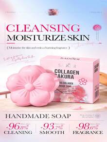 SADOER 100g Sakura Collagen Handmade Soap, Fragrant Skin Cleansing Soap, No Irritating Additives, Natural Formula, Deep Cleansing Body With 48-Hour Lasting Fragrance, Suitable For Men And Women Bathing, Face Washing And Hand Washing - Floral Fragrance - View 6