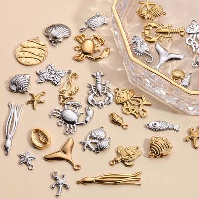 1pc Cute & Fashionable 304 Stainless Steel Electroplated Durable Ocean Series Pendant Charm, Suitable For Bag Decoration, Handmade DIY Jewelry Making, Necklace, Bracelet, Earring Accessories