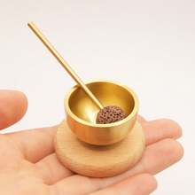 2 Juegos de Mini Cuenco Cantante Kit de Meditación, Cuenco de Latón para Sanación Sonora con Base de Madera y Mazos, Instrumento de Percusión de Mindfulness para Yoga, Meditación, Relajación y Decoración del Hogar - Dorado - Ver 5