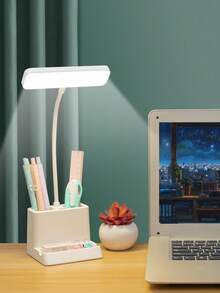 Multifunctional Phone Holder Pen Holder Lamp, Student Dormitory Eye-Caring Reading Study Lamp, Desktop Lamp - 白色 - 查看 1