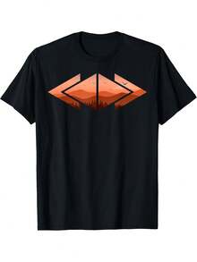 Camiseta Minimalista Triangular con Diseño de Naturaleza Forestal - Negro - Ver 1
