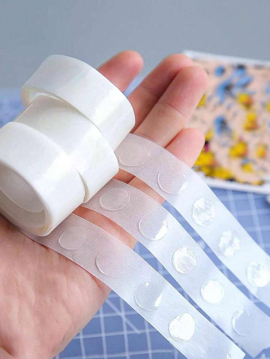 100/300/500pcs Transparent Balloon Glue Dots, Double-Sided Adhesive Dots For Balloons, Removable Ultra-Thin Sticker Dots, 100pcs Per Roll, Suitable For Wedding, Birthday Decoration, Arts & DIY Crafts, Party Supplies, Back To School Graduation - Multicolor - View 1