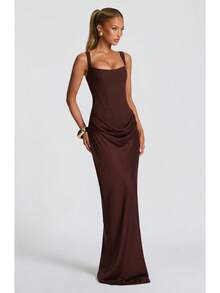 2026 New Solid Color Sleeveless Bodycon Dress Sexy Square Neck Slim Fit Ruched Evening Party Mini Dress - 黑色 - 查看 9