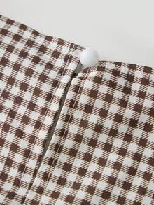 Women's Tie Strap Tank Tops Solid Plaid Pattern Side Ties Sleeveless Spaghetti Straps Camisole for Summer - Café integral - Ver 7