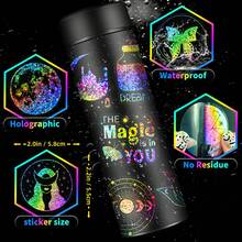 100张全息魔法世界贴纸，透明激光星空塔罗牌风格贴纸，复古女巫日月星辰贴纸，适用于剪贴簿、日记本、DIY手工用品 - 彩色 - 查看 4