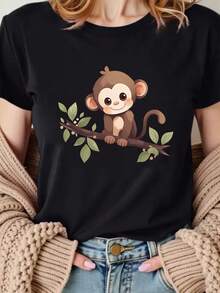 top casual de manga corta con cuello redondo, adecuado para primavera y verano, cómodo y transpirable, perfecto para todas las estaciones, ropa deportiva para mujersummer - Negro - Ver 5