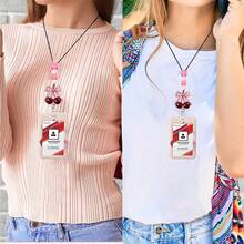 1 Bộ (Kẹp thẻ + Giá đỡ thẻ + Dây đeo) Giá đỡ thẻ ID hình quả anh đào dễ thương, Cuộn dây đeo thẻ y tá có thể thu gọn với dây đeo hạt silicon màu hồng, Dây đeo có thể tháo rời với móc khóa bền, Phụ kiện trợ lý y tế Kẹp dành cho bác sĩ, y tá, giáo viên, người chăm sóc, công nhân, thực tập sinh, tài xế, du khách, đồ dùng văn phòng - Phong cách ngọt ngào - Xem 11